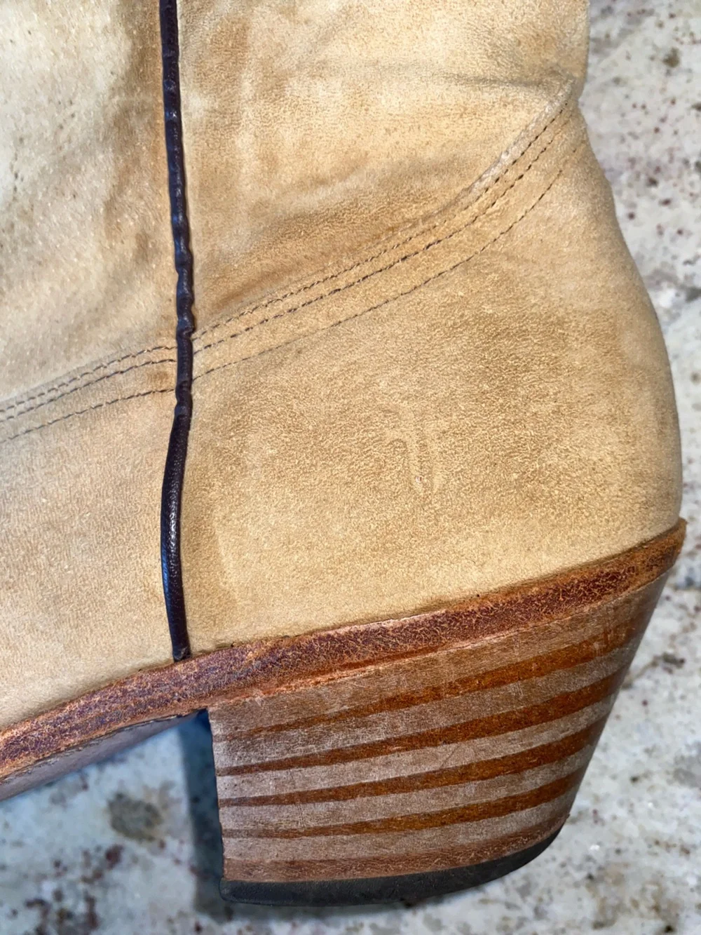 Vtg FRYE Tan Sand Western Cowboy Boot USA Mens 9.5 EUC - Picture 8 of 16